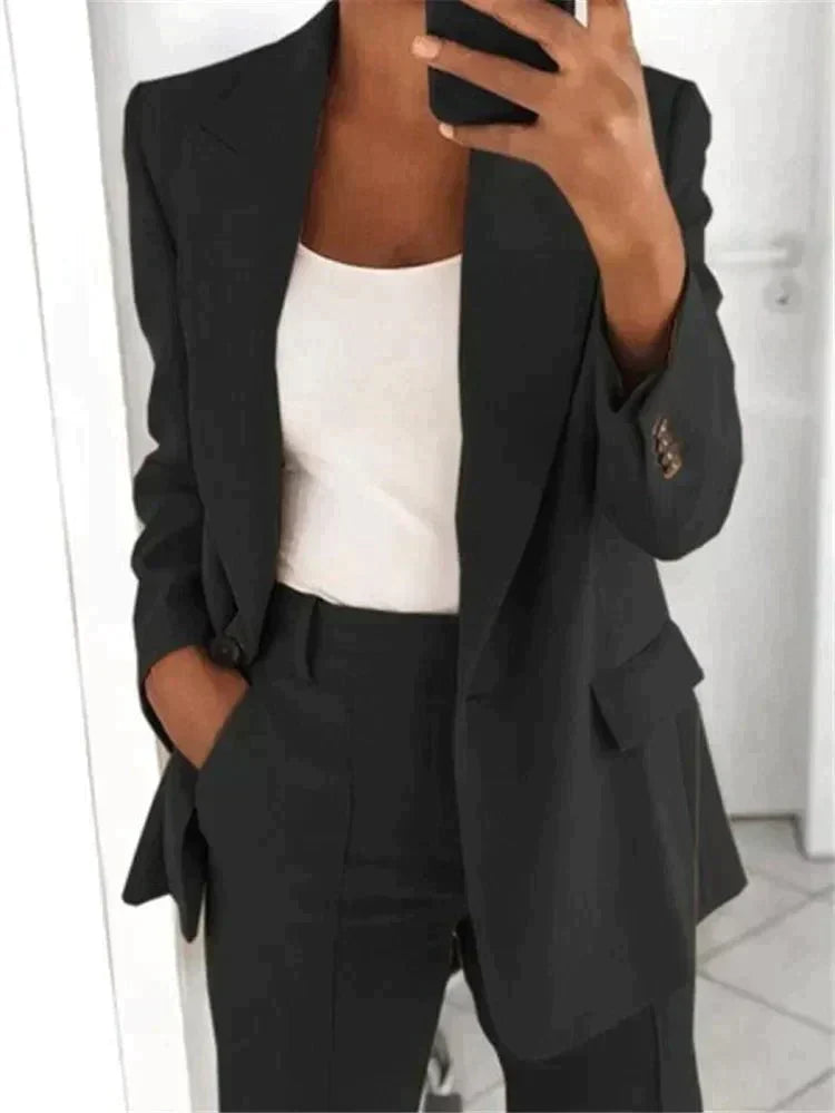 Blazer and Wide-Leg Trousers Ensemble