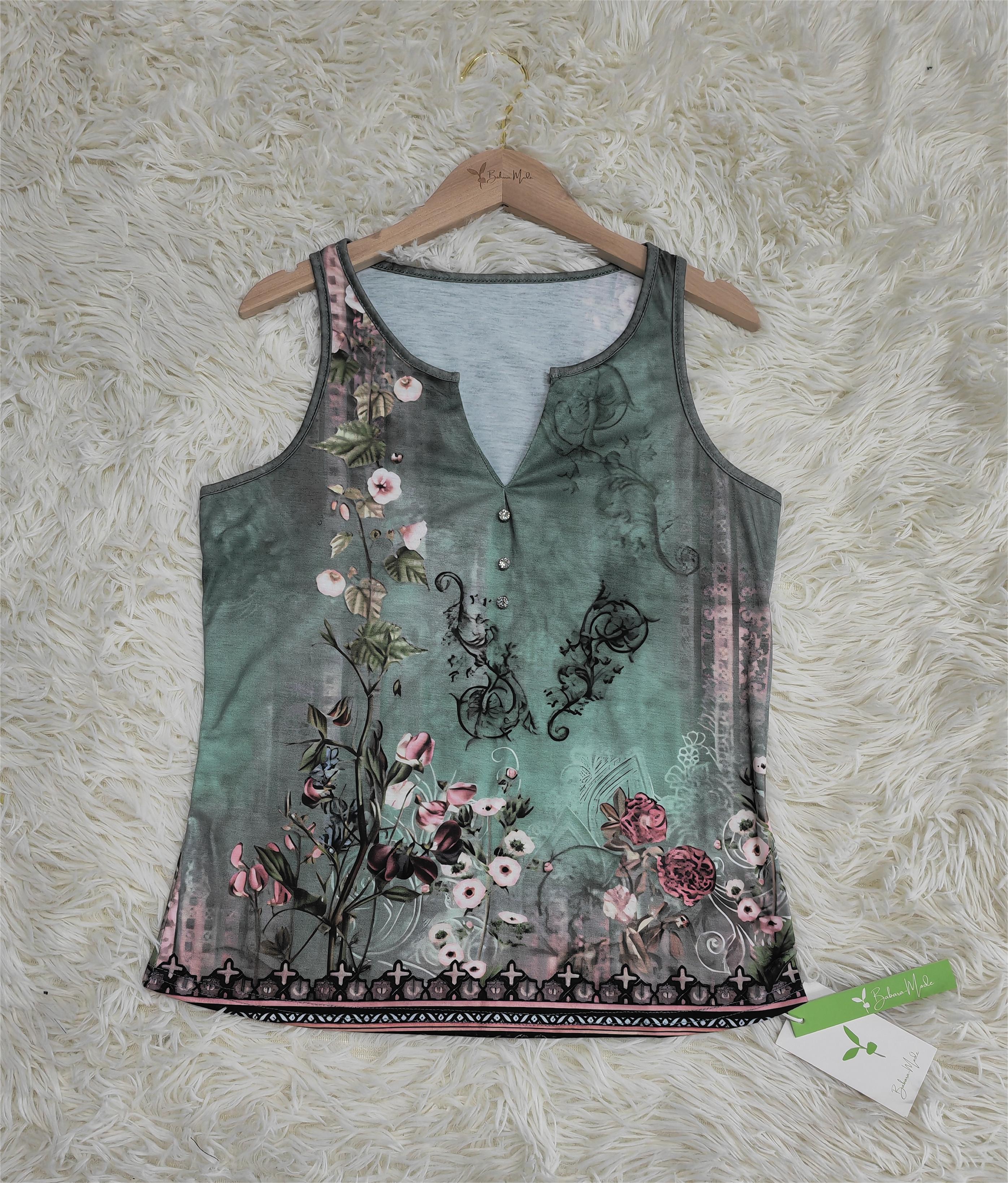 Watercolor Floral Print Sleeveless Blouse