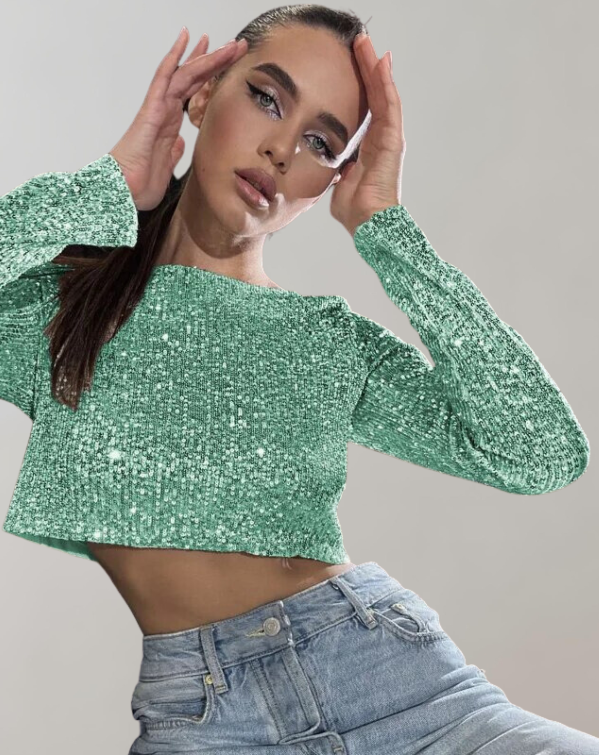 Women's Glittering Sequin Crop Top