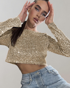 Women's Glittering Sequin Crop Top