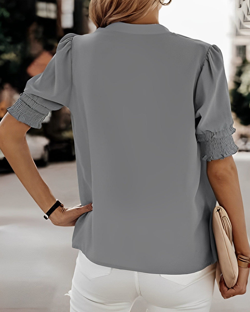 Short Sleeve V-Neck Blouse