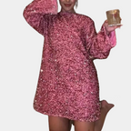 Round Neck Sequin Mini Dress for Women