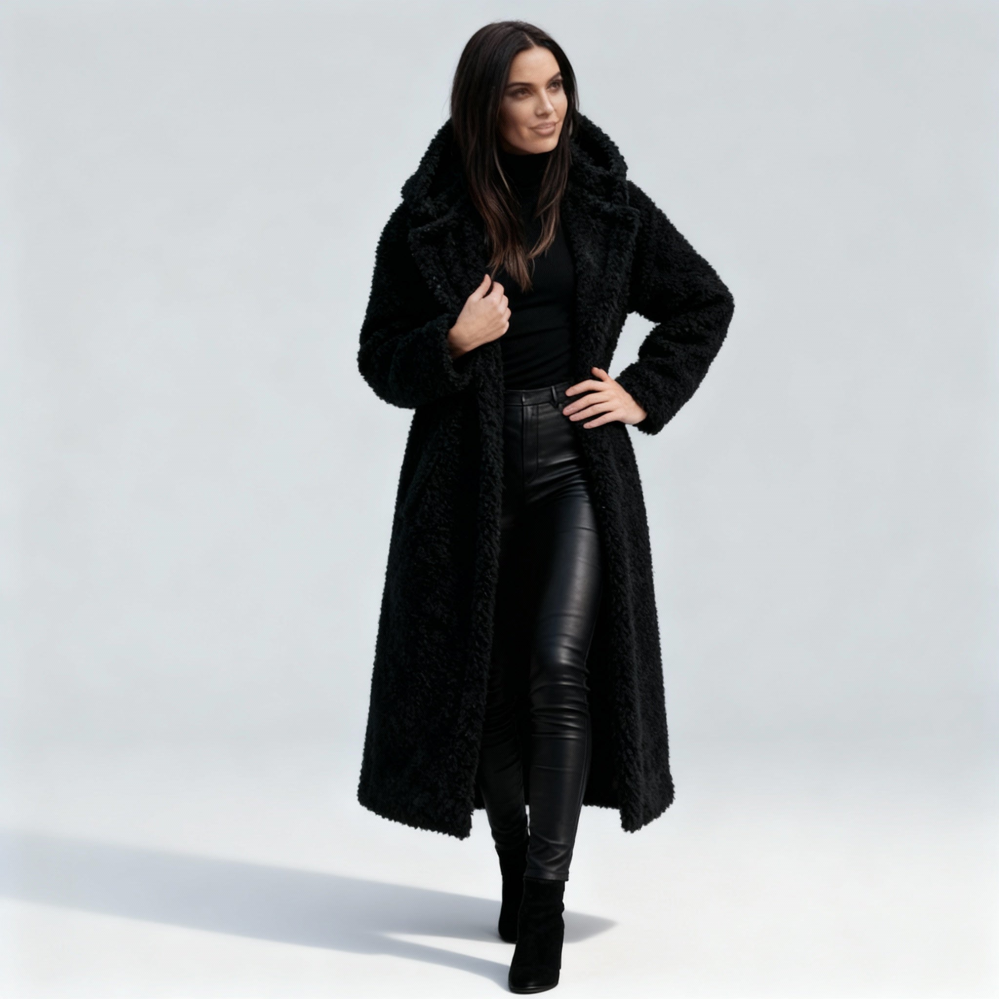 Stylish Long Plush Fleece Jacket for Women