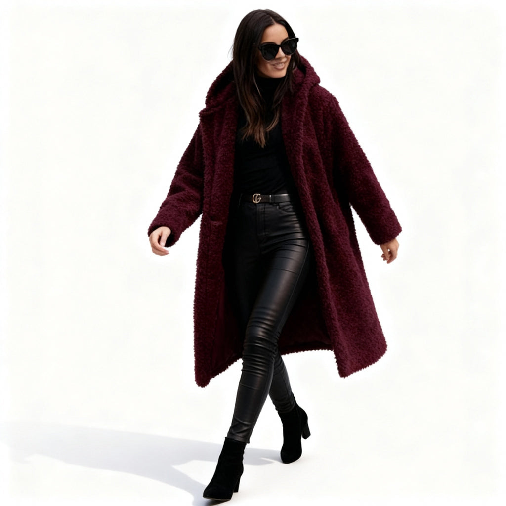 Stylish Long Plush Fleece Jacket for Women