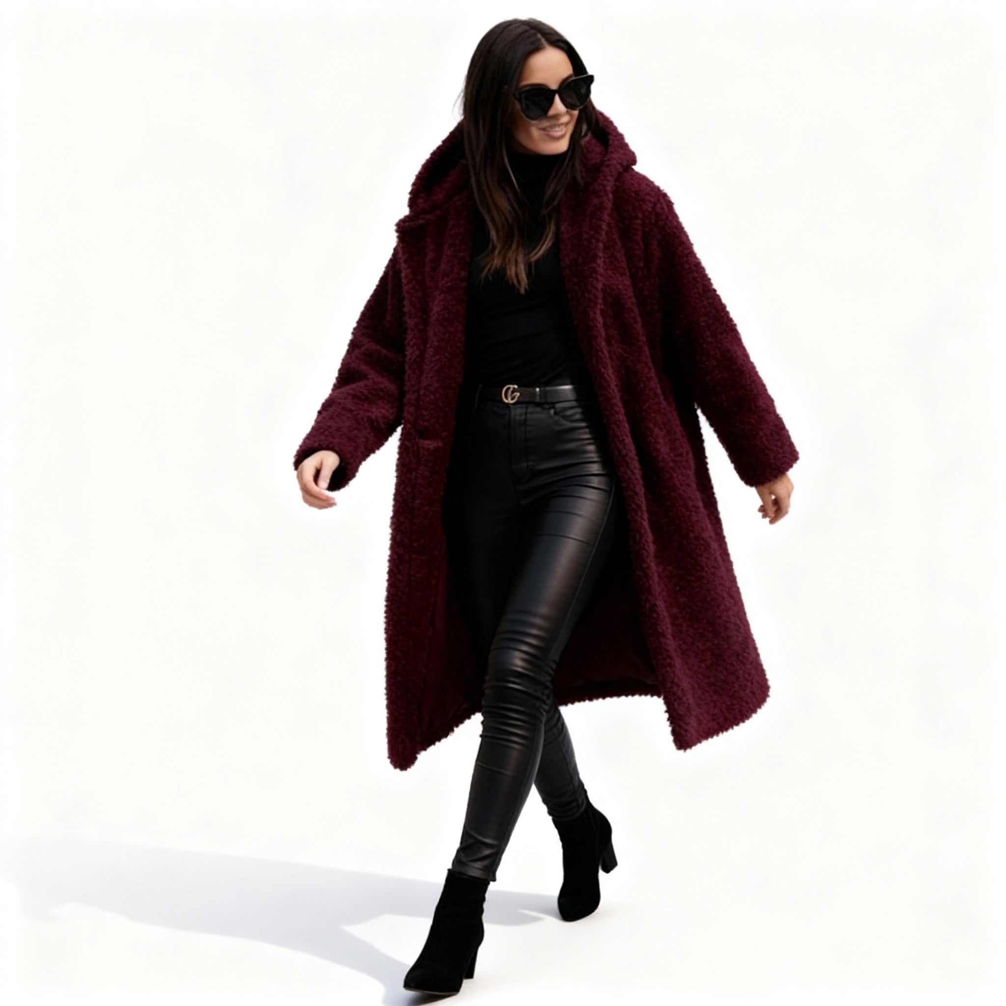 Stylish Long Plush Fleece Jacket for Women