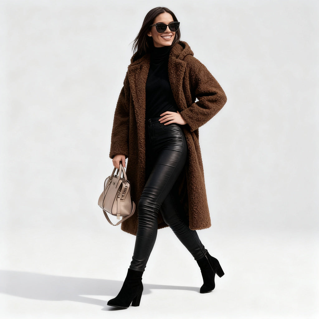 Stylish Long Plush Fleece Jacket for Women