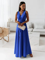 Women's Solid V-Neck Maxi Dress