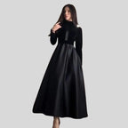 Chic Velvet Turtleneck Dress with Flared Hem