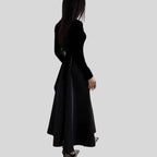 Chic Velvet Turtleneck Dress with Flared Hem