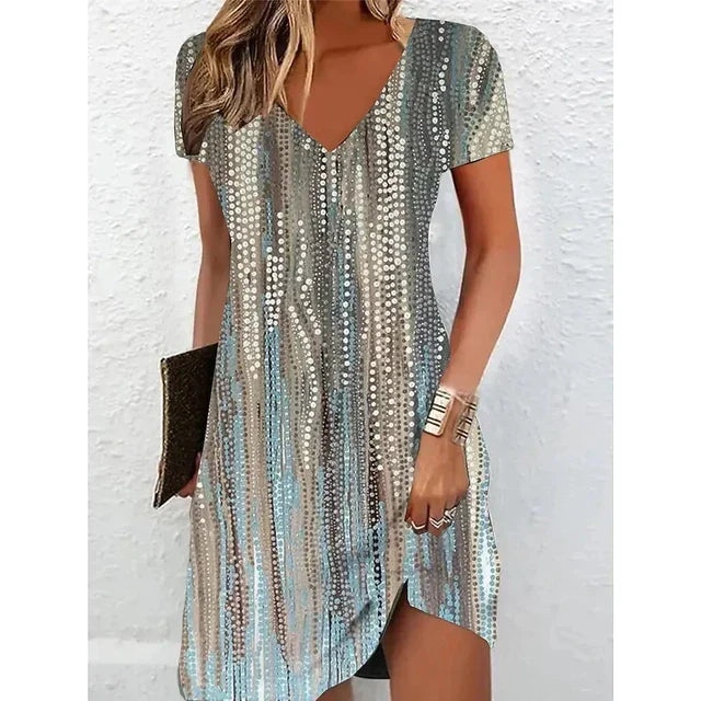 Sparkling Champagne Sequin Cocktail Dress