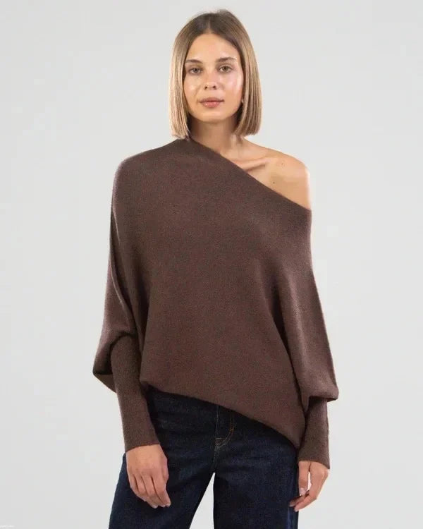 Asira - Asymmetrical Draped Knit Sweater