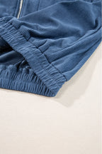 Teal Zip-Up Hooded Jacket with Adjustable Drawstring