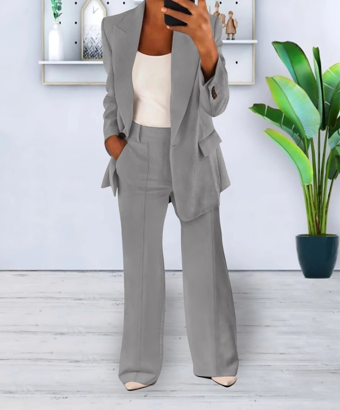 Blazer and Wide-Leg Trousers Ensemble