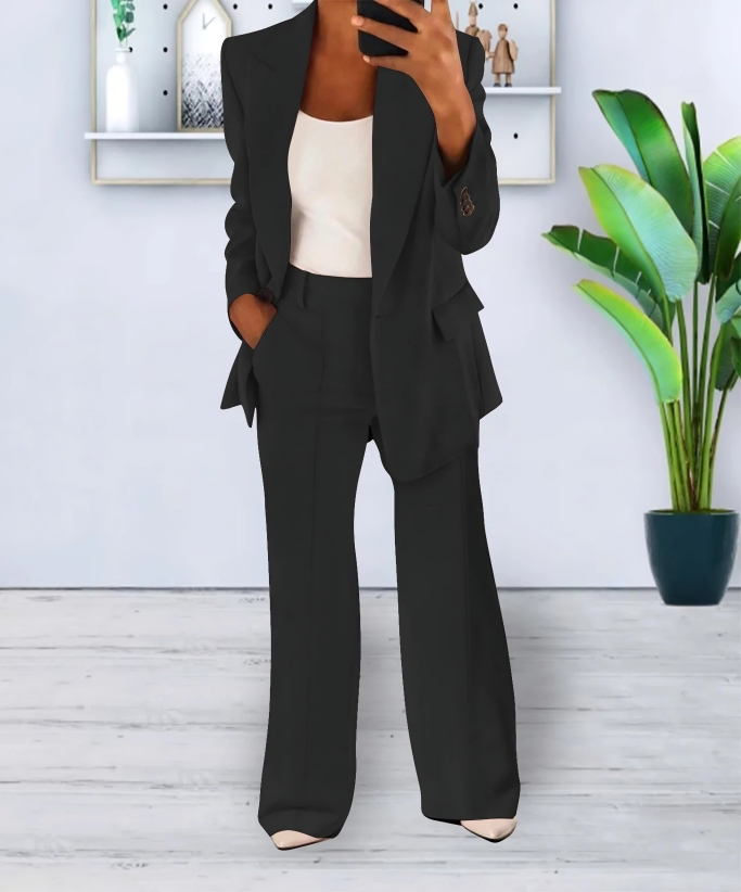 Blazer and Wide-Leg Trousers Ensemble
