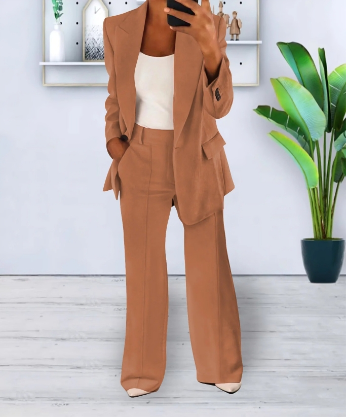 Blazer and Wide-Leg Trousers Ensemble