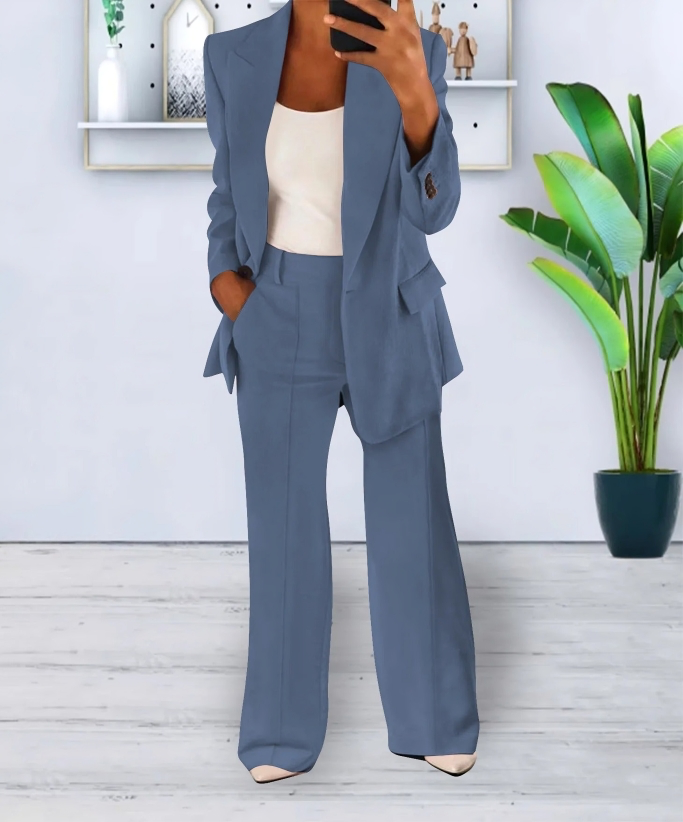 Blazer and Wide-Leg Trousers Ensemble