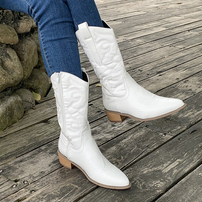 Chic Metallic Western Ankle Boots